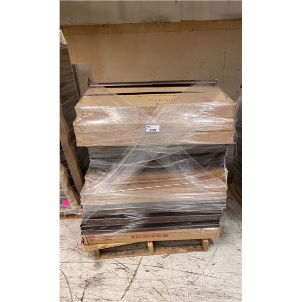 PALLET OF BROWN METAL ASSORTED SIZED GONDOLA SHELVING UPPERS