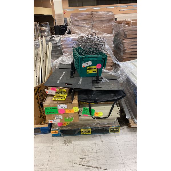 PALLET OF ASSORTED GONDOLA SHELVING PARTS & BASKETS - Able Auctions