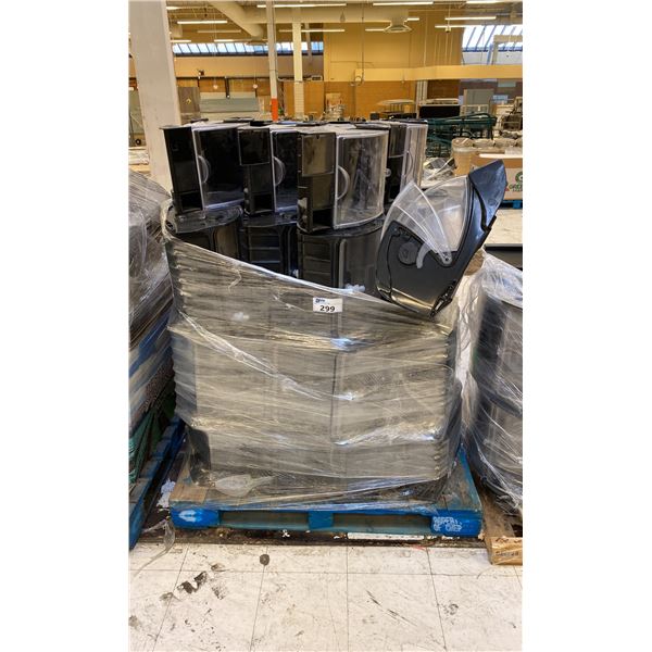 PALLET OF PLASTIC COMMERCIAL GRAVITY FED BULK BINS