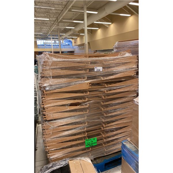 PALLET OF BROWN MESH TILT IN GONDOLA DISPLAY SHELVING SHELVES