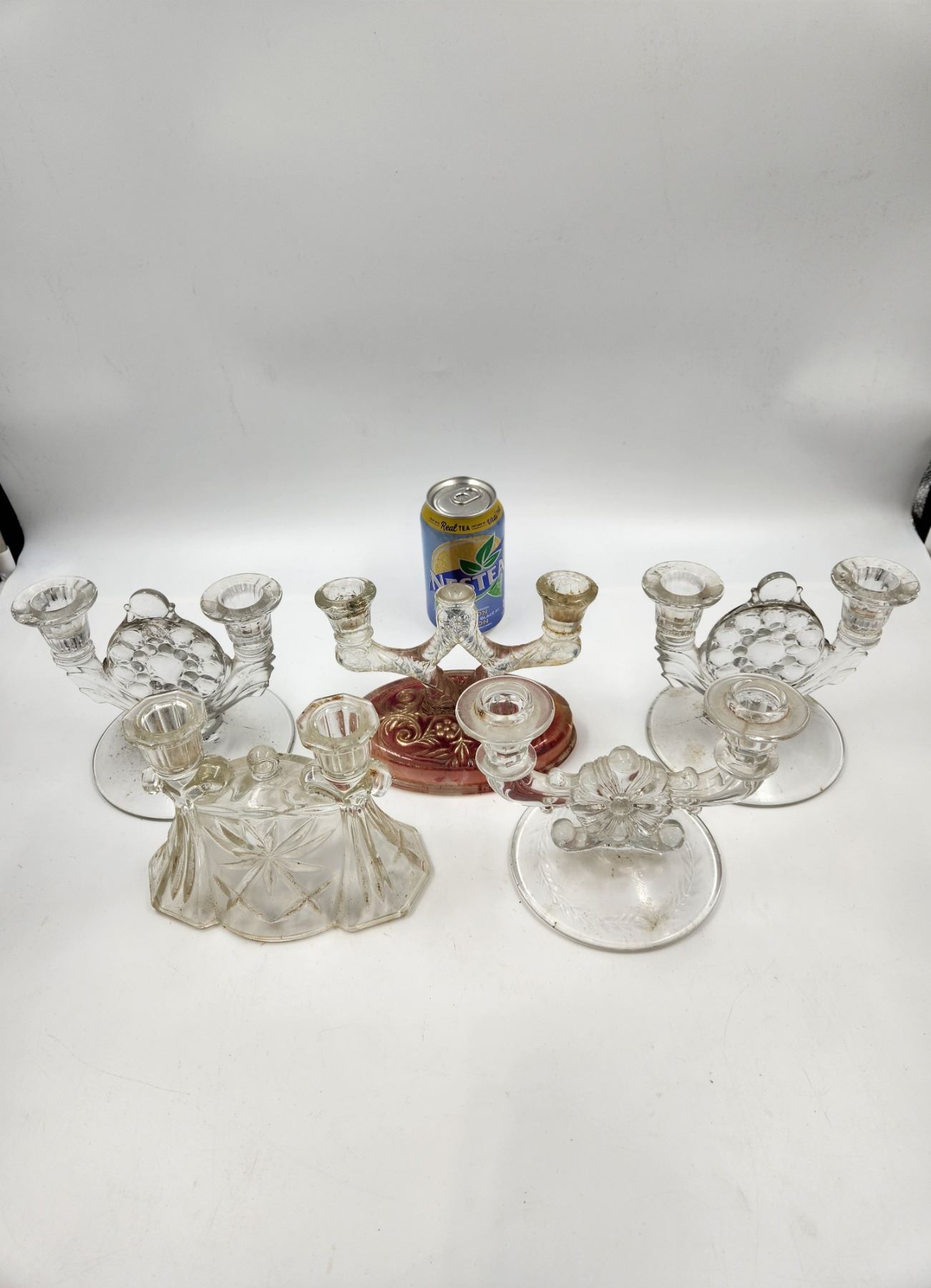 Vintage Lot Of Glass Candle Holders