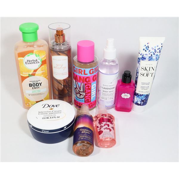 BOX OF BEAUTY ITEMS, SHAMPOO, BODY SPRAYS,