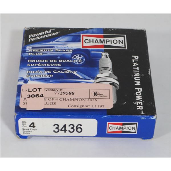 PACKAGE OF 4 CHAMPION 3436 SPARK PLUGS