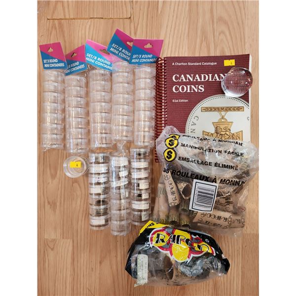 Coin Collecting Supplies Plastic Tubes Quarters Canadian Coins Book