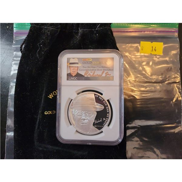 1 Troy Oz The Old Man 71st Birthday NGC Commemorative Medallion Autogaphed Pawn Stars