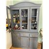 Image 1 : Solid Oak China Cabinet Chalk Painted Grey - CONTENTS NOT INCLUDED