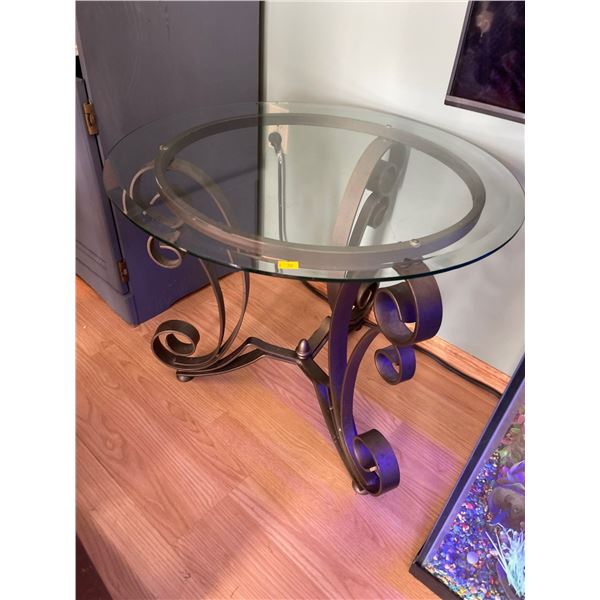 Glass and Steel Side Table