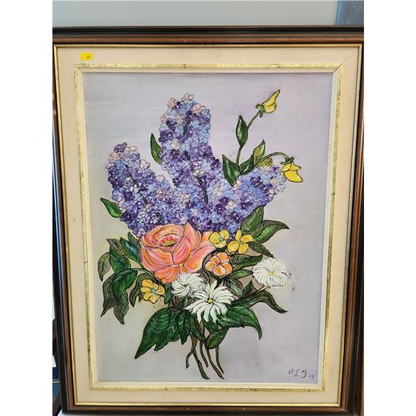 Canadian Artist D.T. Floral Oil On Canvas OIl Canvas 2 Pieces 24 x 31H