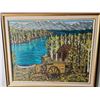 Image 1 : Canadian Artist D.T. Cabin In Mountains Oil On Canvass 42L 35T