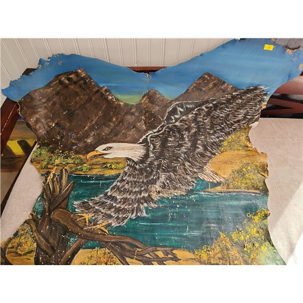 Darcie Thompson Eagle on Tanned Deer Hide 32 x 23