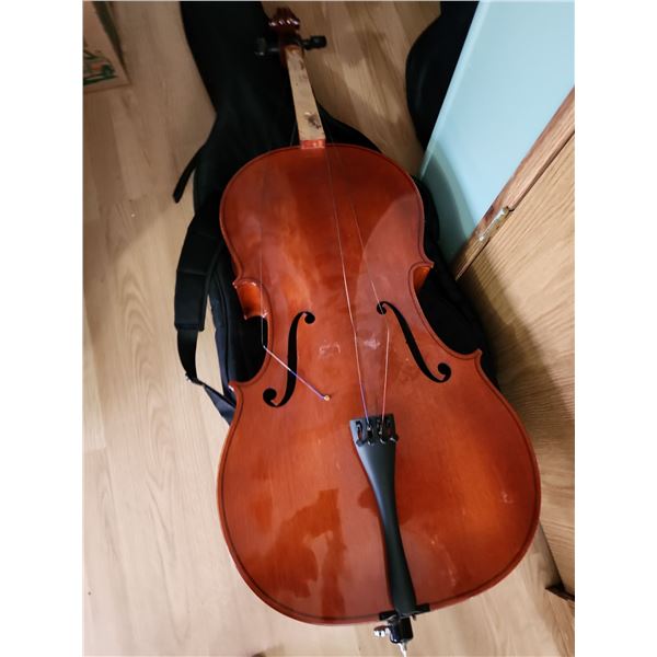 Cello In Pieces - Needs Repair But Appears Intact No Breakage On Wood Base - Presto Carrying Case