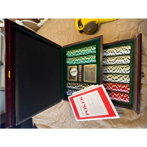 Brand New Poker Set in Mahogany Box