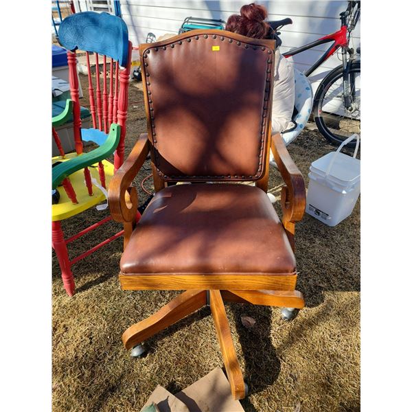 Leather and Oak Office Chair