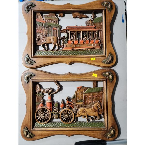 Western Wood Relief Art Carvings 16 x 13