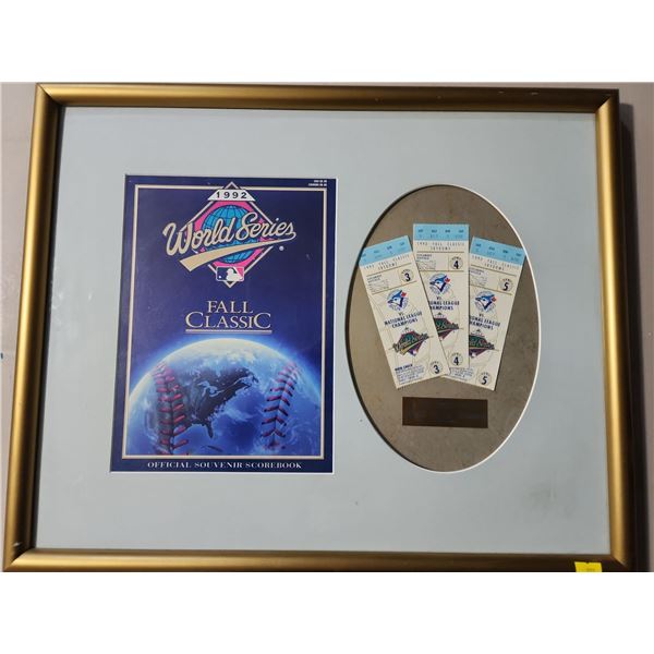 1992 World Series Ticket Stubs & Score Book Framed Toronto Blue Jays 22 x 17