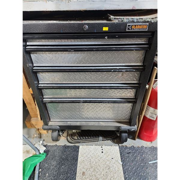 Gladiator Garage Storage 26 x 33 x 12D Misc Contents Clamps Plyers Hammers Grinder On Castors