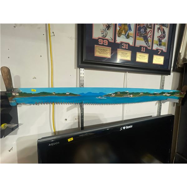 Antique Painted Two Man Wood Saw