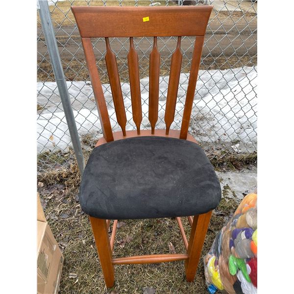 Wood and Suede Bar Stool