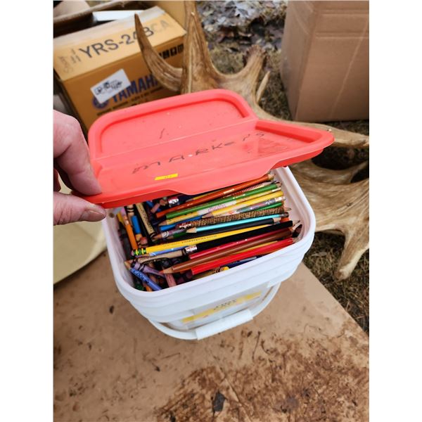 Large Collection of Markers and Pencil Crayons