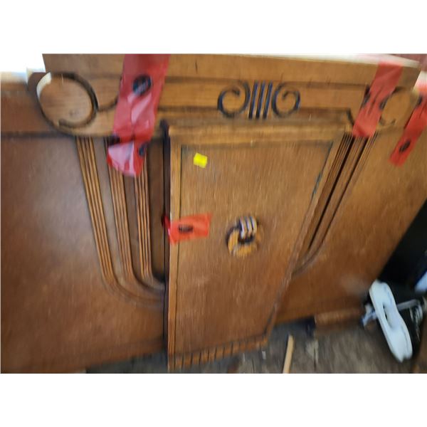 Art Deco Oak Sideboard  48L x 18D x 37T Silver Set Included Silver Plate