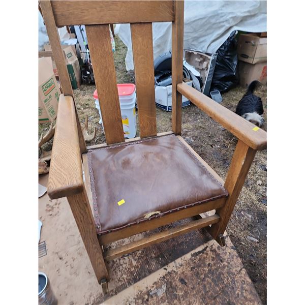 Victorian Antique Oak Rocking Chair