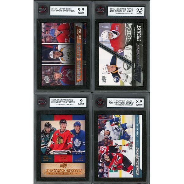 Lot of 4 Upper Deck NHL Young Guns Checklists - KSA Graded