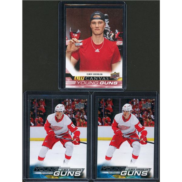 Lot of 3 Raw 2022 Upper Deck Young Guns Elmer Soderblom + Canvas - NM/M