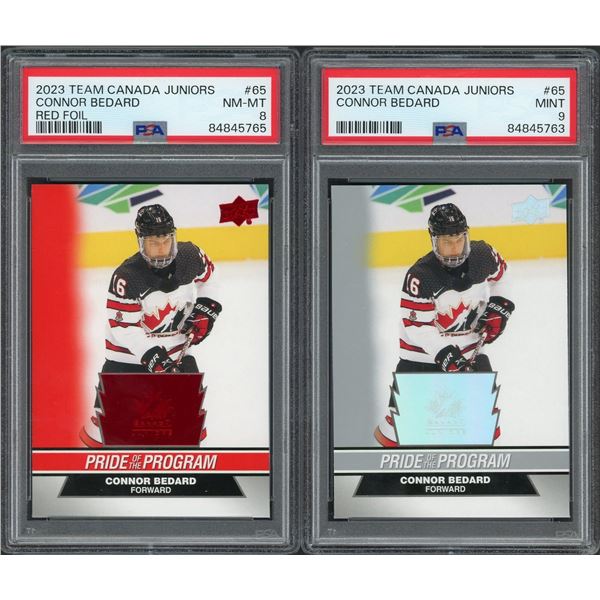 Lot of 2 2023 Team Canada Juniors Connor Bedard - PSA