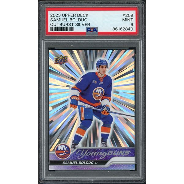 2023 Upper Deck Young Guns Samuel Bolduc Silver Outburst SSP - PSA 9