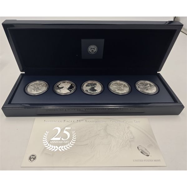 United States Mint American Eagle 25th Anniversary Silver Coin Set - 5