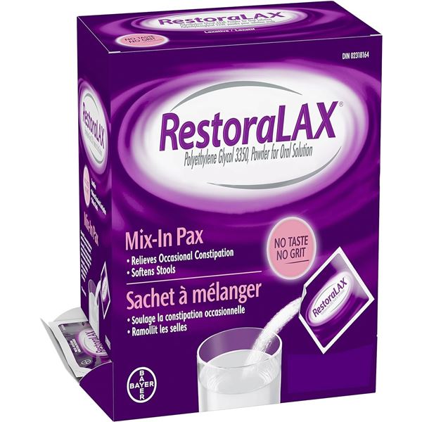 NEW DMG BOX OF 72 RESTORALAX  LAXATIVE