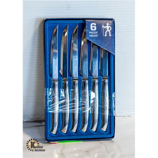 NEW UNPACKED HENCKELS 6PC STEAK KNIFE SET