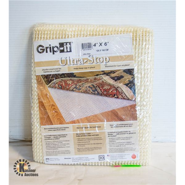 NEW 4'X6' GRIP IT ULTRA STOP RUG PAD FOR HARDWOOD