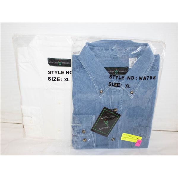 NEW MEN'S SHIRTS 1DENIM/1WHITE SIZE XL