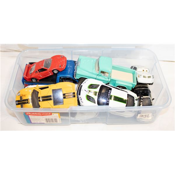 CONTAINER WITH ASSORTED DIECAST CARS