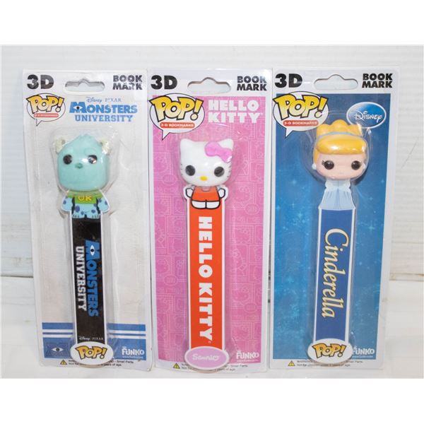 3 FUNKO POP 3D BOOKMARKS