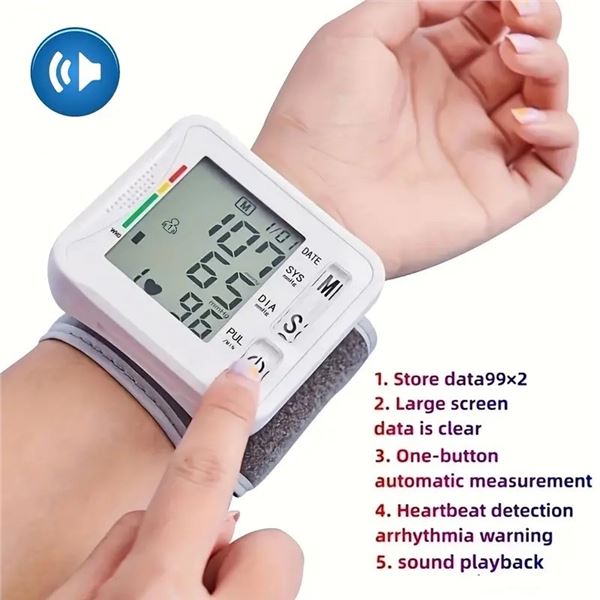 NEW PORTABLE WRIST BLOOD PRESSURE MONITOR W/VOICE