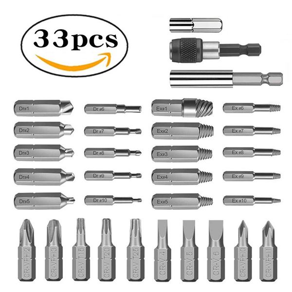 NEW 33 PC MAGNETIC TOOL SET DRILL & EXTRACTOR BITS