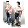 Image 1 : 19)  LOT OF 2 JAPANESE LUSTRE WEAR 9.5" TALL FIGU