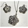 Image 3 : 23)  TIBETAN SILVER OPEN WORK FILAGREE FLOWER DROP