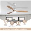 Image 2 : NEW GESUM 52" CEILING FAN WITH LIGHT & REMOTE
