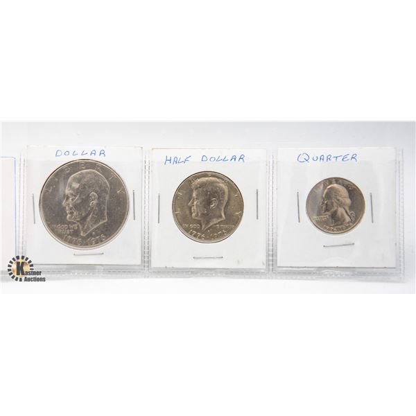 US BICENTENNIAL 3 COIN SET