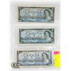 Image 1 : SHEET OF THREE 1954 $5 CANADIAN BILLS
