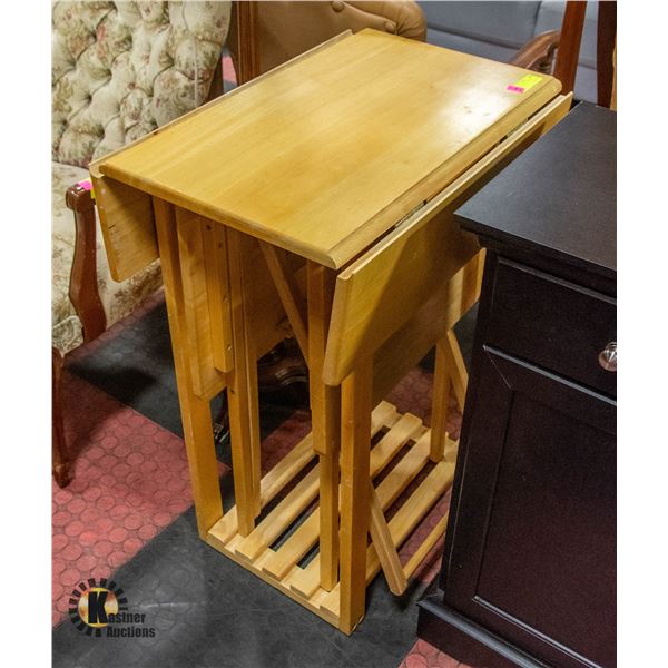 WOOD TV TRAY/TABLE SET