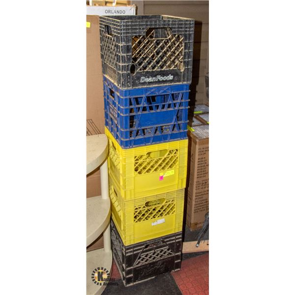 LOT OF 5 MILK CRATES