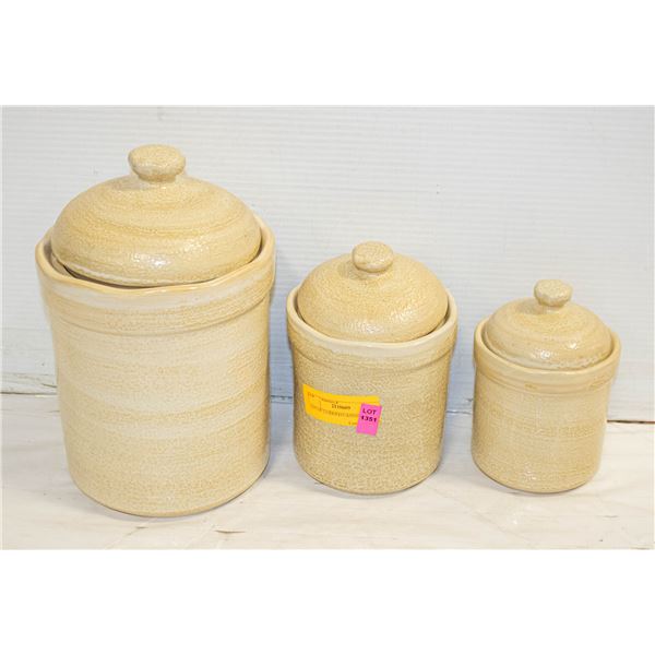 LOT OF 3 LIDDED CANNISTERS