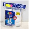 Image 1 : WHITE CREW SOCKS 6-12 SIZE 6-PACK FRUIT OF THE