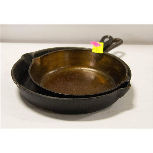 ESTATE WAGNER & LODGE CAST IRON FRY PANS