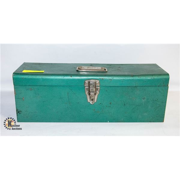 EMPTY BEACH METAL TOOLBOX WITH TOP TRAY -