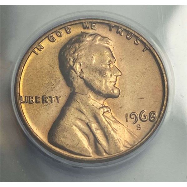 1968-S Lincoln Cent ANACS MS65 Red